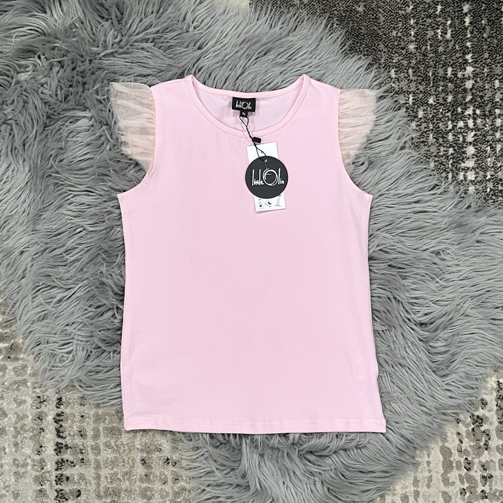 Little Olin Youth Girls Pink Ruffle Tank Top Size 8Y